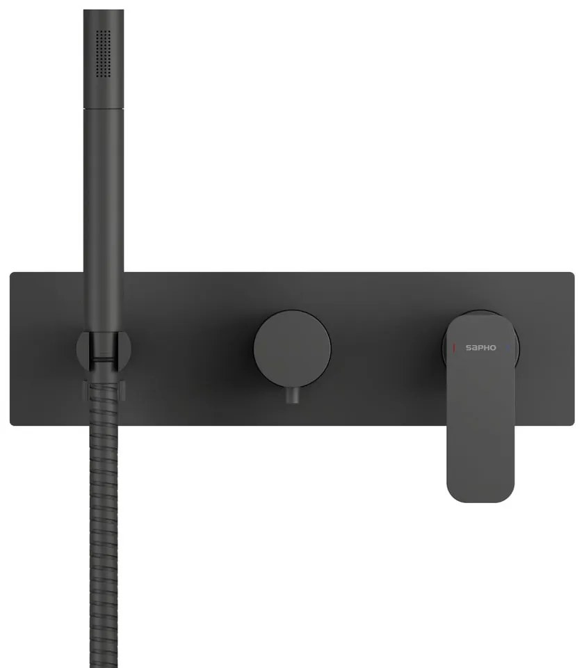 Baterie negru-mat pentru duș încastrată (3 ieșiri) Spy – Sapho