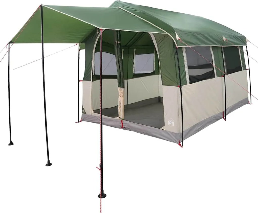vidaXL Cort de familie pentru 4 persoane cu acoperiș Verde și alb