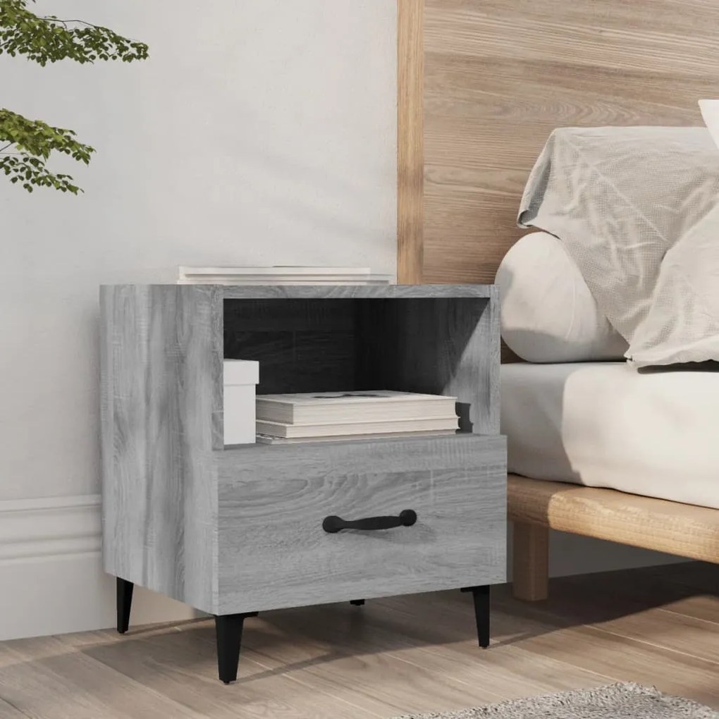 817305 vidaXL Noptieră, gri sonoma, lemn prelucrat