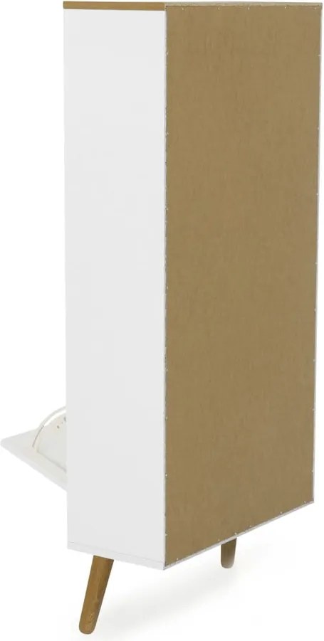 Pantofar cu detalii în decor de stejar și 3 compartimente Tenzo Dot, alb