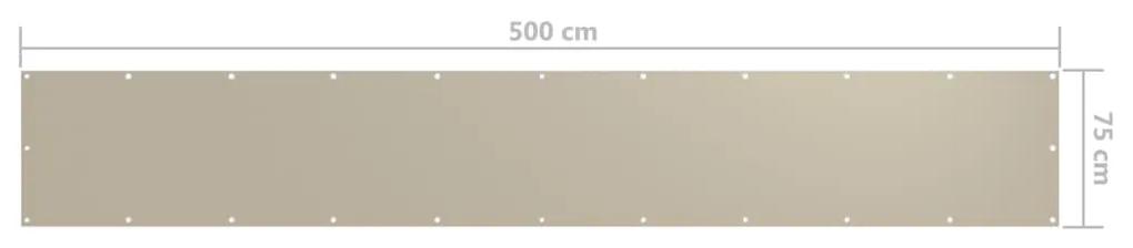Paravan de balcon, bej, 75x500 cm, tesatura oxford Bej, 75 x 500 cm