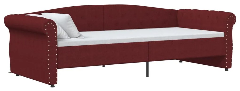 337217 vidaXL Pat de zi, roșu vin, 90x200 cm, textil, USB