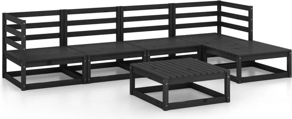 vidaXL Set mobilier de grădină, 6 piese, negru, lemn masiv de pin