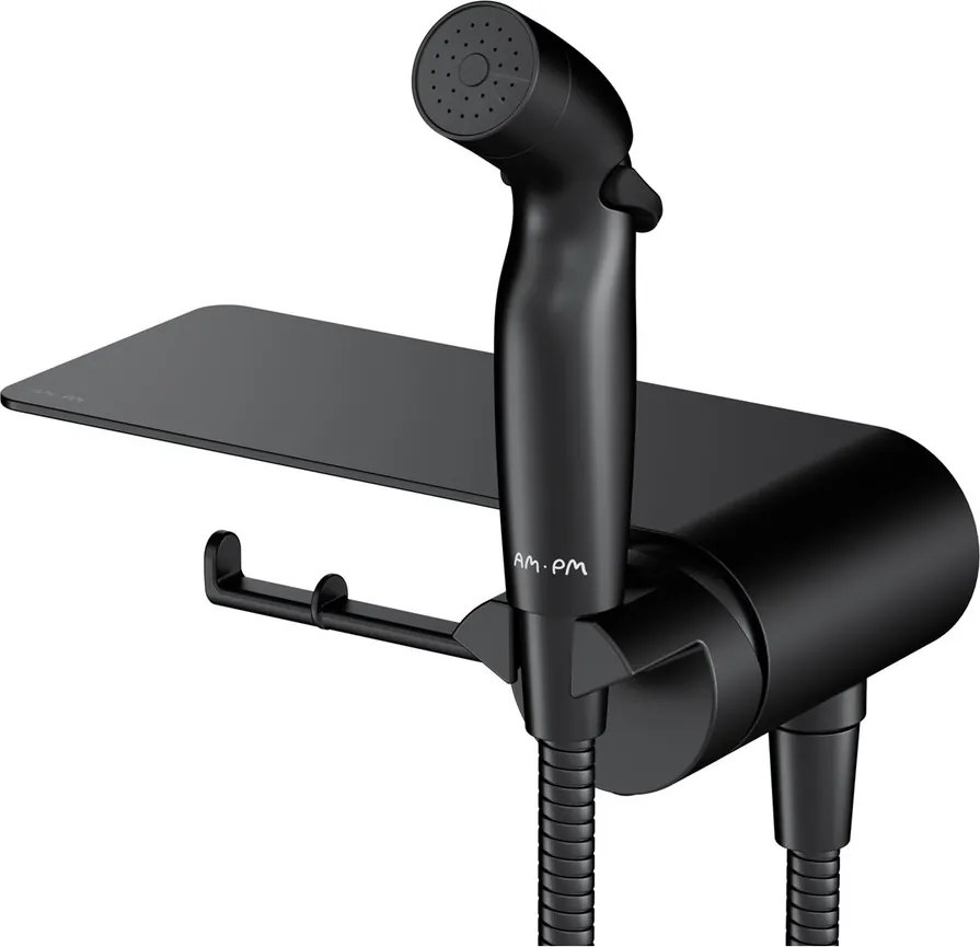 Baterie bideu incastrata AM.PM Func cu dus igienic si suport hartie igienica finisaj negru mat