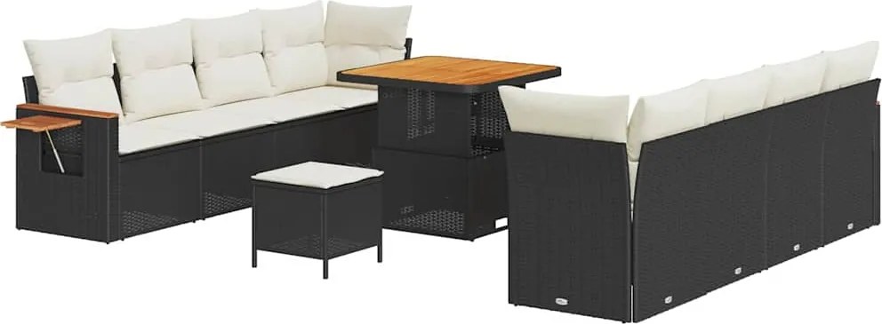 vidaXL Set de canapele pentru grădină 12 pcs Negru și Crem poliratan