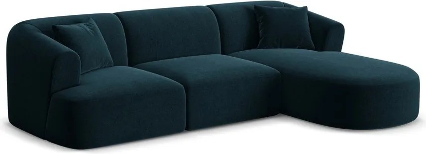 Colțar petrol cu tapițerie din catifea (cu colț pe partea dreaptă/cu șezlong) Campi – Cosmopolitan Design