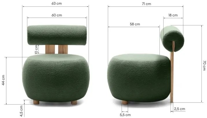 Fotoliu design verde închis HANNA, stejar