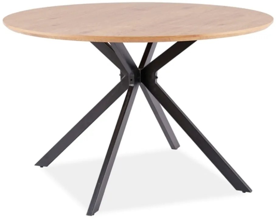 Masa de dining din stejar cu picioare negre ASTER 120x120