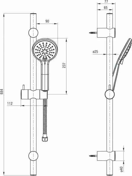 Jasmin Set de duș cu bar de duș NGJ N51K