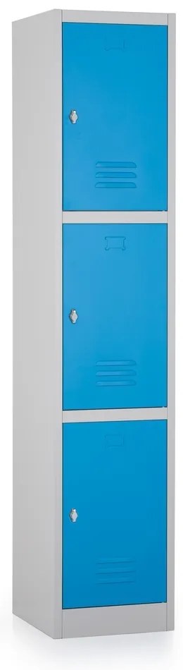 Dulap metalic - 3 cutii, 38 x 45 x 185 cm, blocare, albastru - ral 5012