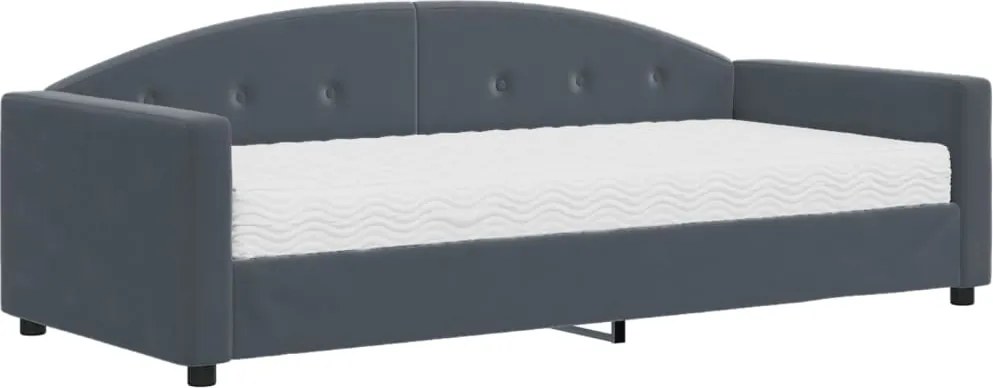 vidaXL Pat de zi cu saltea, gri închis, 90x200 cm, catifea