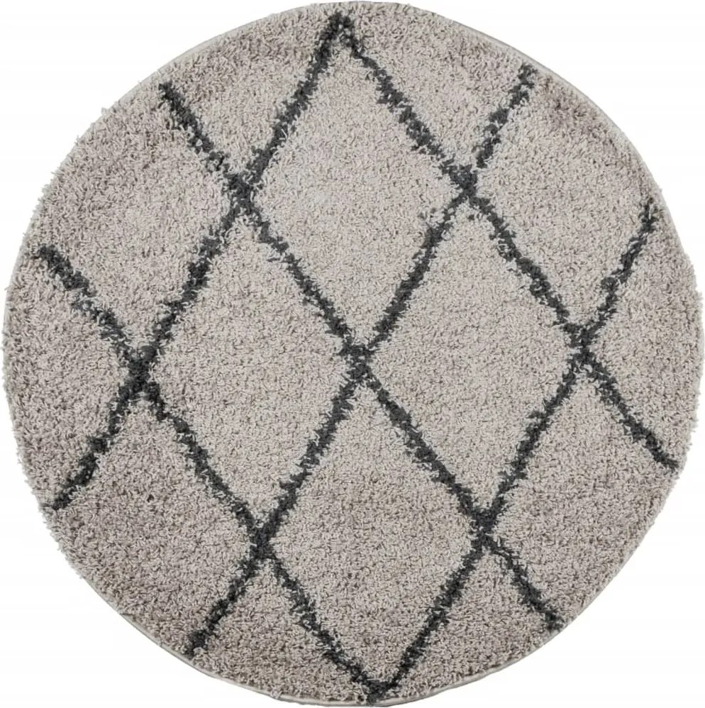 vidaXL Covor pufos "PAMPLONA" cu fire înalte, bej/antracit, Ø 100 cm