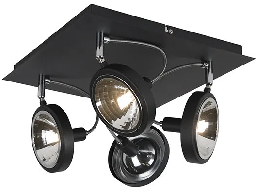 Spotlight de design negru cu 4 lumini reglabile - Nox