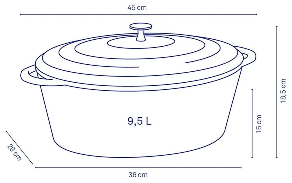 Oală ovală din fontă cu capac Kela Calido, lățime 36 cm, roșu