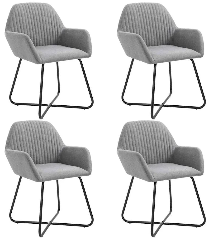 vidaXL Scaune de bucătărie pivotante, 4 buc., gri deschis, textil