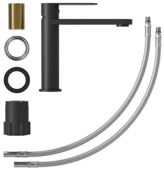 Baterie lavoar TARNBY, negru mat, 17,3 cm