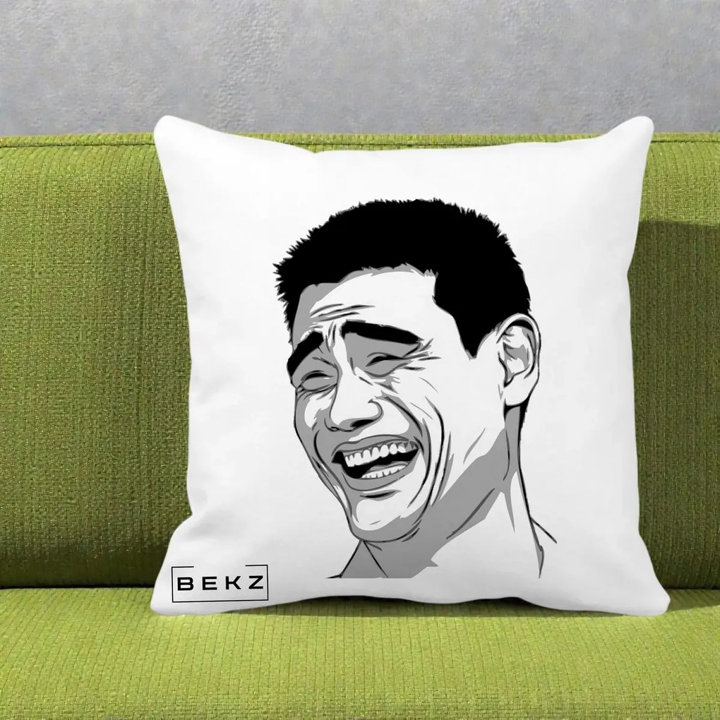 Perna Decorativa Yao Ming Meme, 40x40 cm, Alba Mata, Husa Detasabila, Perna Inclusa, BEKZ®