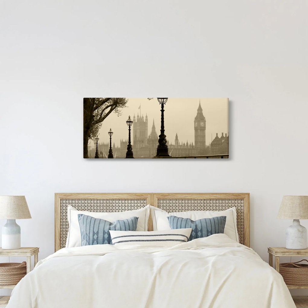 Tablou - Londra în ceață, Anglia (120x50 cm)