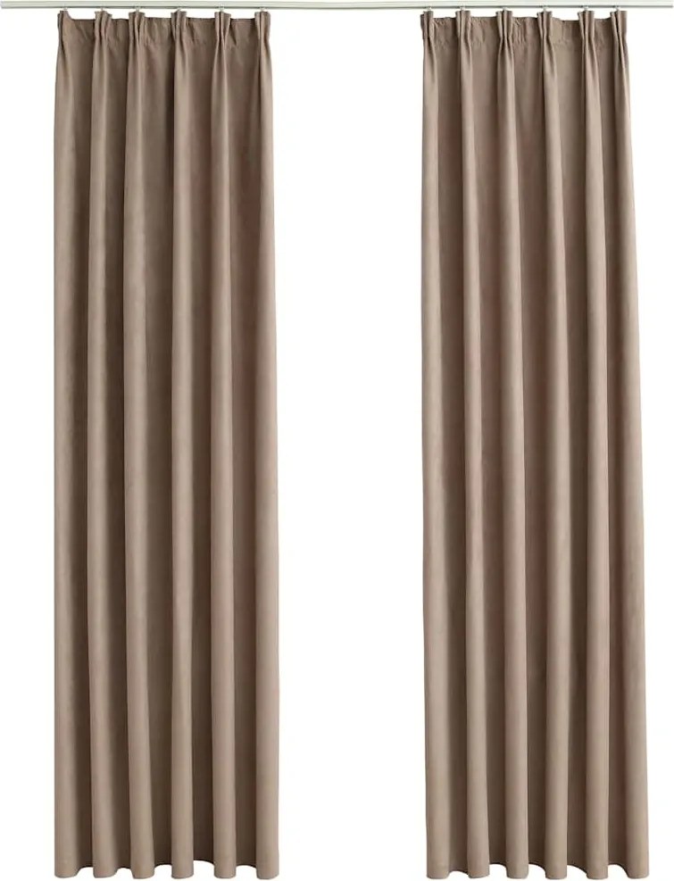 vidaXL Draperii opace cu cârlige, 2 buc., gri taupe, 140 x 225 cm