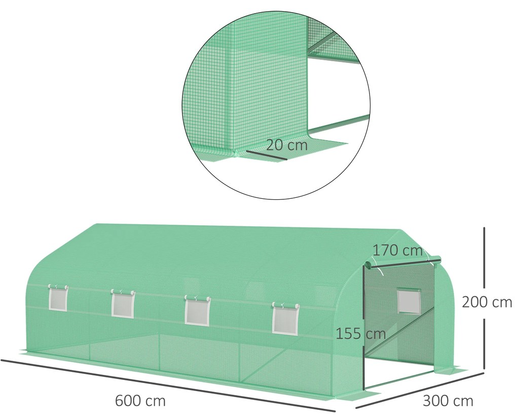 Outsunny Sera Gradina Verde Pentru Legume 6x3x2 | Aosom Romania