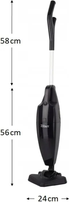 Aspirator vertical ZILAN ZLN1235N, Negru Putere 800W, Fara sac, Recipient praf 2L,