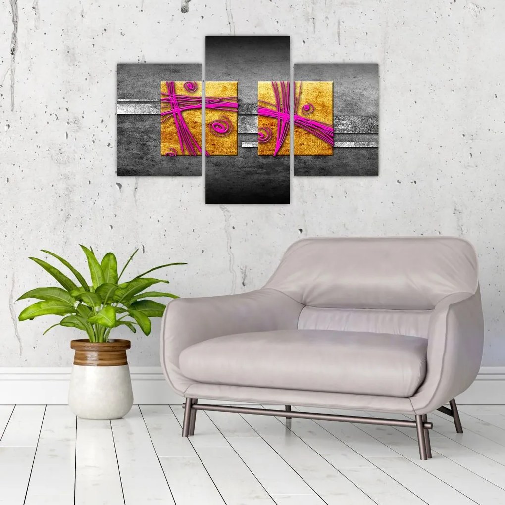 Tablou - Pătratr colorate pe fond negru (90x60 cm)