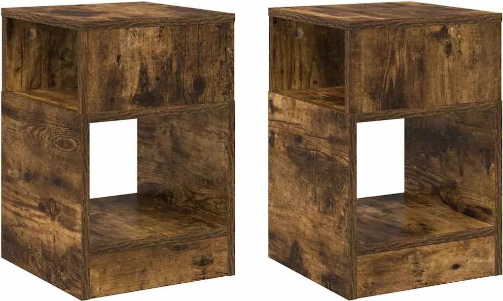 vidaXL Masă laterală 2 pcs Stejar fumuriu 30,5 x 30 x 45 cm