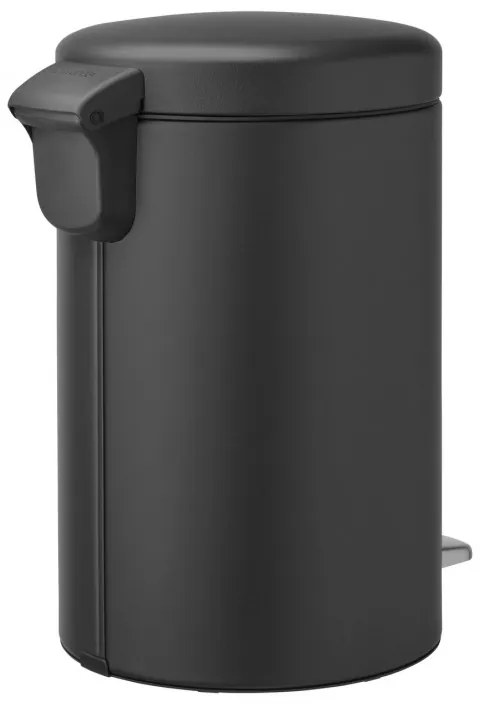 Cos de gunoi cu pedala Brabantia NewIcon 649741, 12 L, Inchidere lina, Baza antiderapanta, Finisaj mineral, Gri inchis