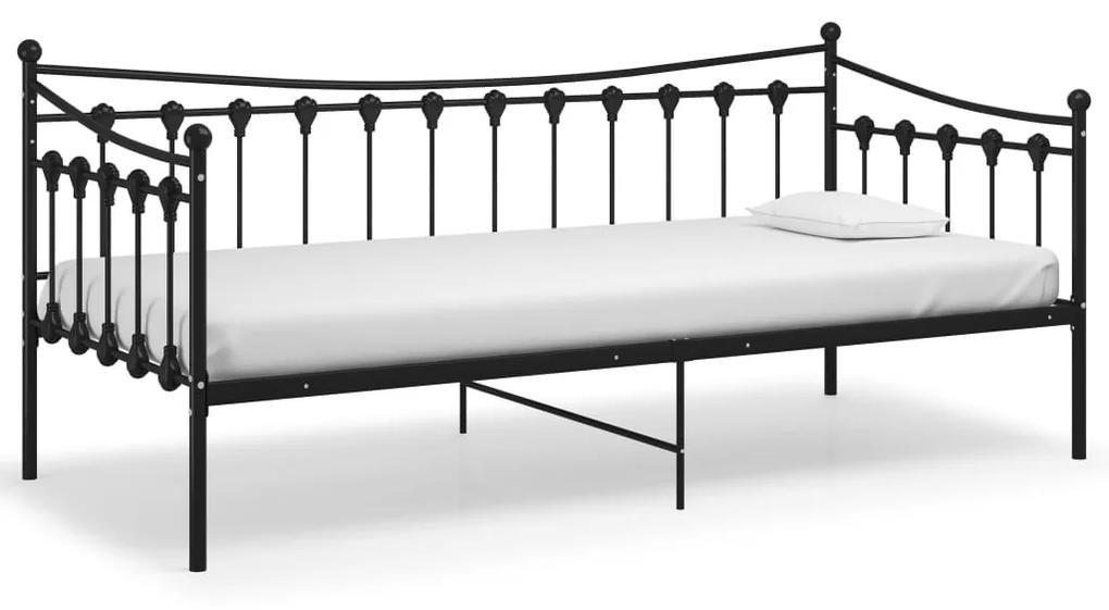 324755 vidaXL Cadru de pat canapea, negru, 90x200 cm, metal