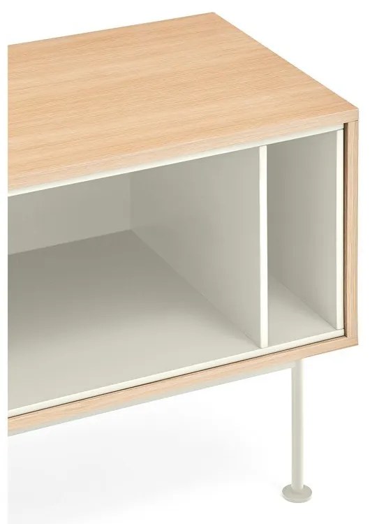 Comodă TV cu aspect de lemn de stejar Teulat Yoko, alb-crem