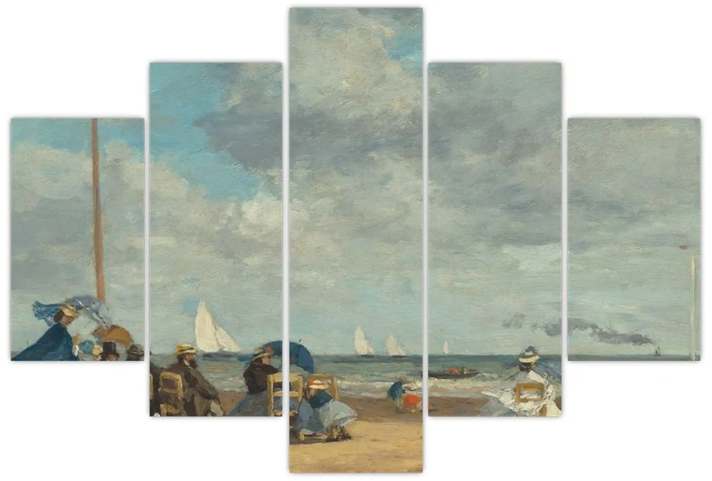 Tablou - Eugène Boudin, Beach  at Trouville, reproducere (150x105 cm)