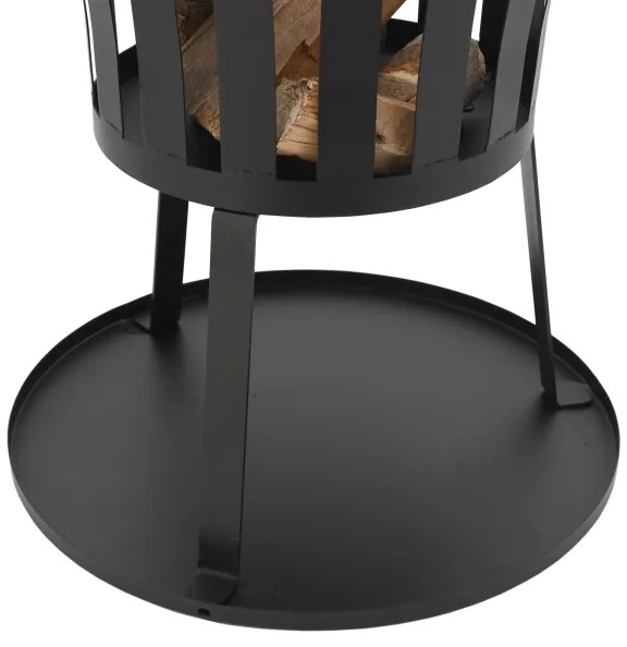 Vatră portabilă pe lemn cu grătar neagră