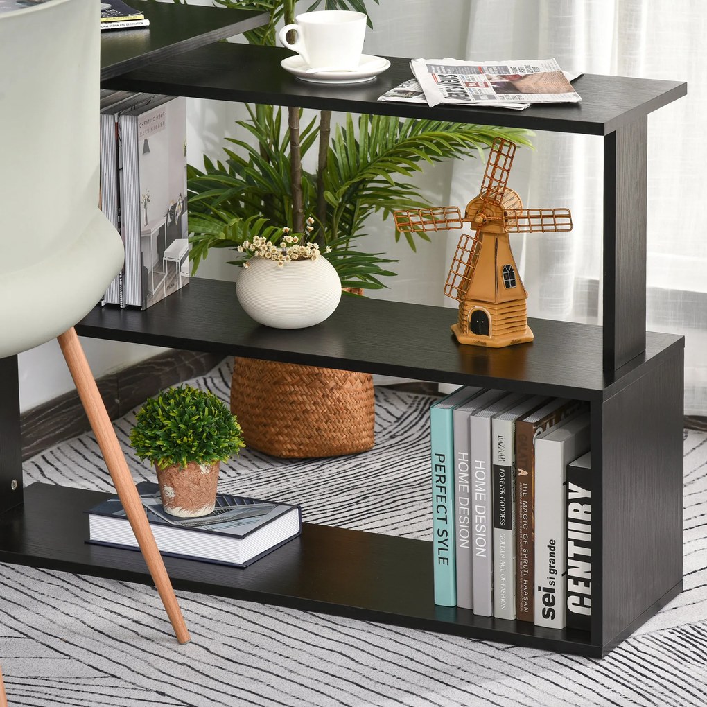 HOMCOM Birou pentru Calculator de Colț cu Design Rotativ în Formă de L și 5 Rafturi, 120x110x74.5 cm, Negru | Aosom Romania
