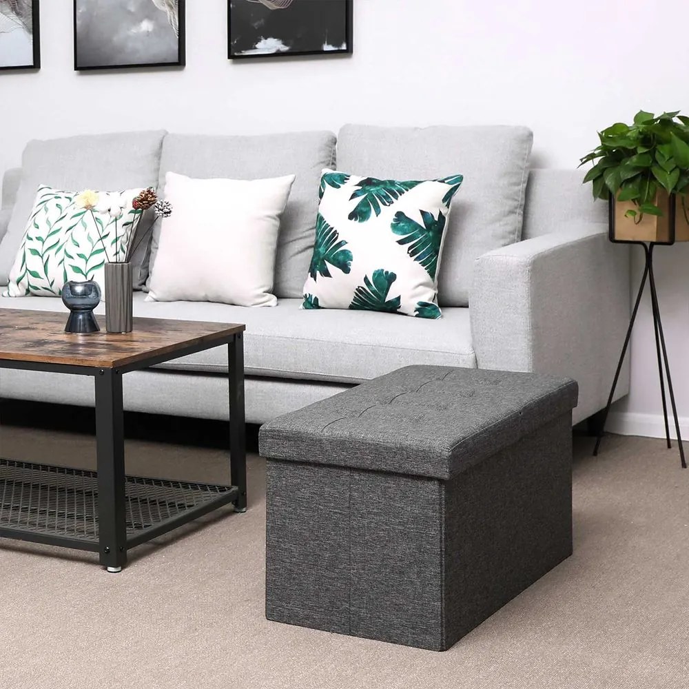 Taburet cu spațiu de depozitare OTO, 76x38x38cm, antracit SongmicsHome