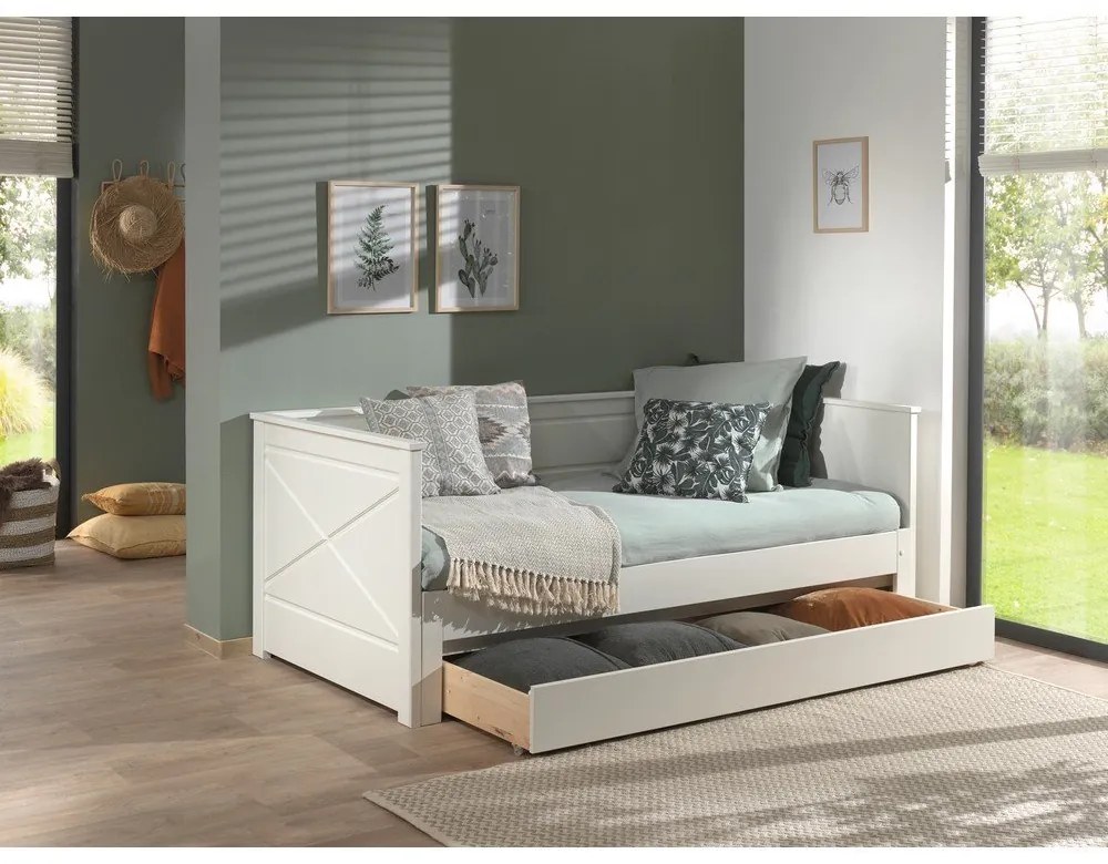 Pat pentru copii alb cu extensie suplimentară 180x200/90x200 cm PINO – Vipack