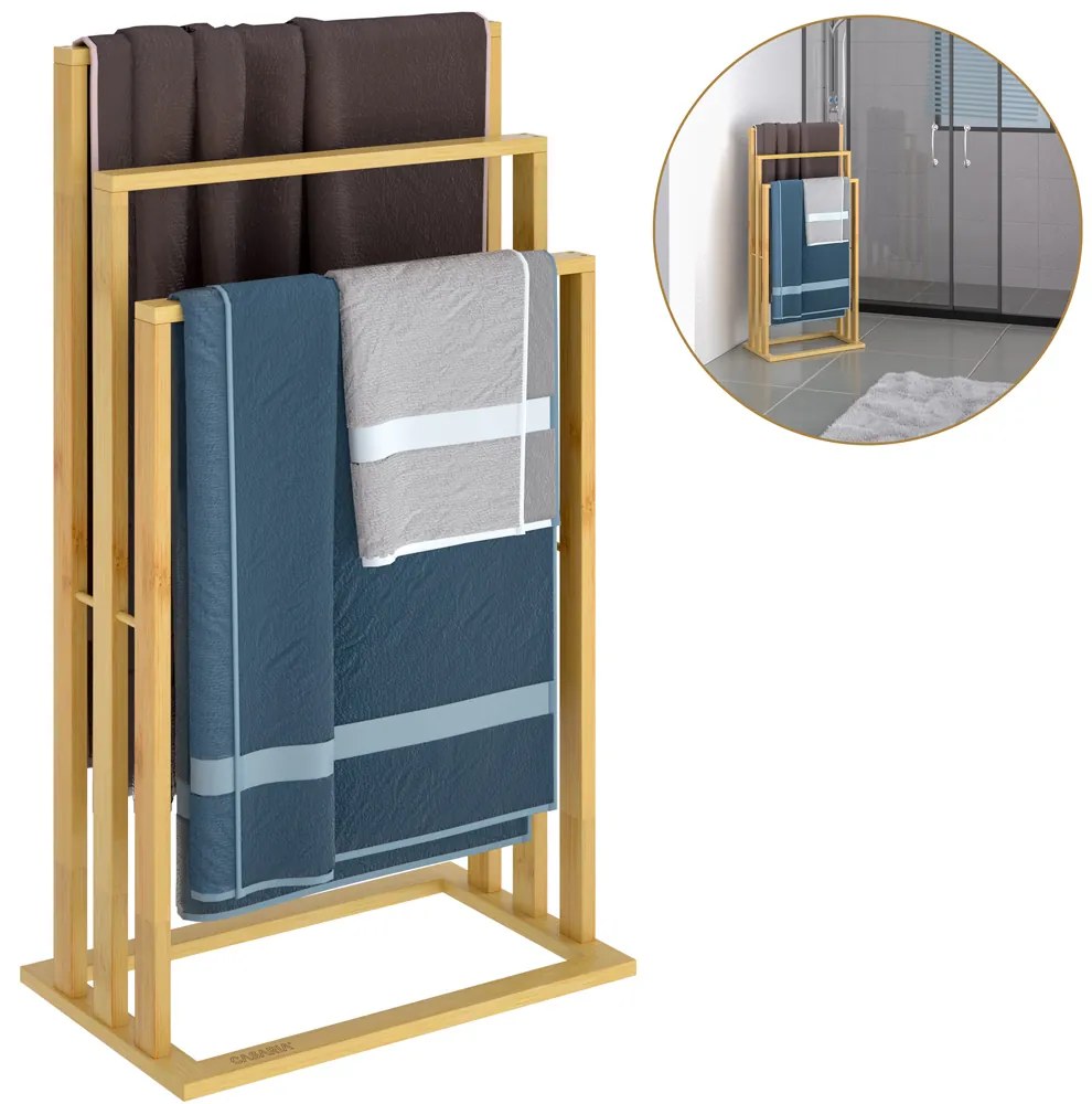 Suport de prosoape de bambus RUBBY, 40x24x82cm, maro Casaria