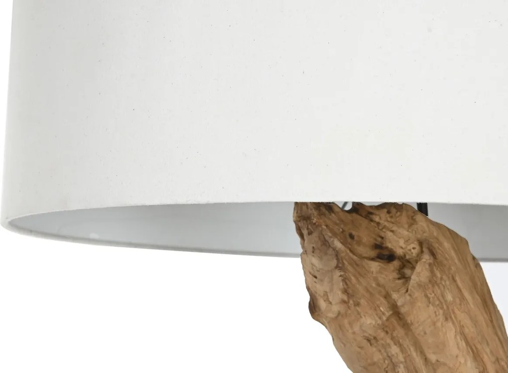 Lampadar din lemn de tec lucrat manual, natur, cu picior sculptat și raft din metal negru, finisaj natural, 200 x 75 x 75 cm, „Valencay”
