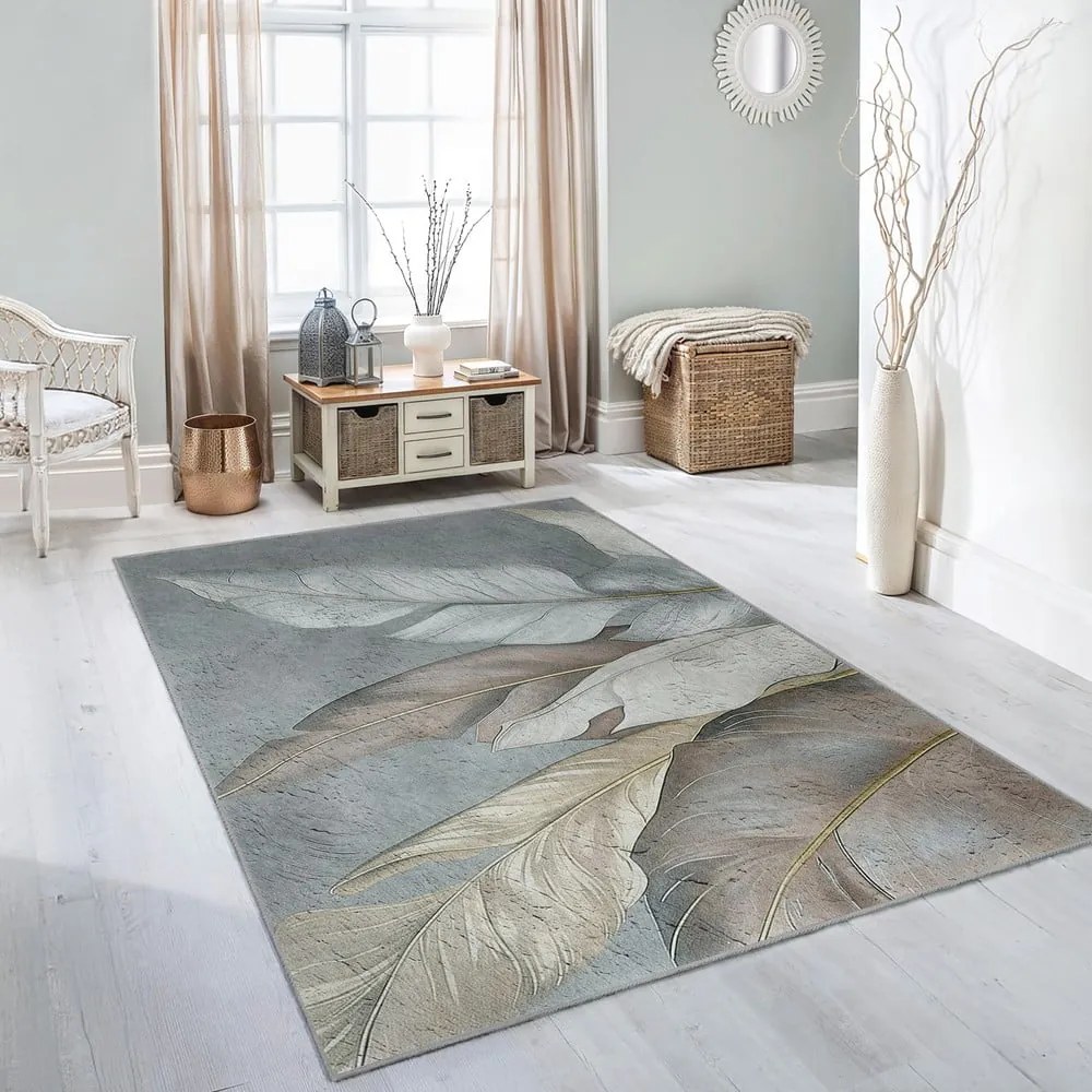 Covor verde/gri lavabil 160x230 cm Dusty Leaves – Mila Home