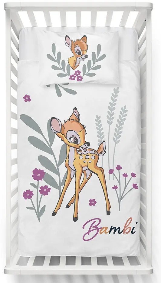 Lenjerie de pat pentru copii Bambi Lumea florilor,100 x 135 cm, 40 x 60 cm