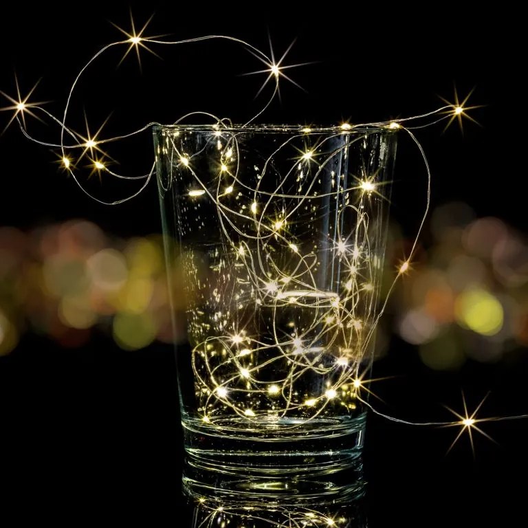 Set de 2 bucăți fire luminoase, 50 LED, alb cald