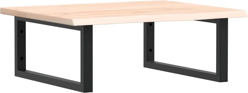 vidaXL Raft pentru lavoar montat pe perete, oțel și lemn masiv stejar