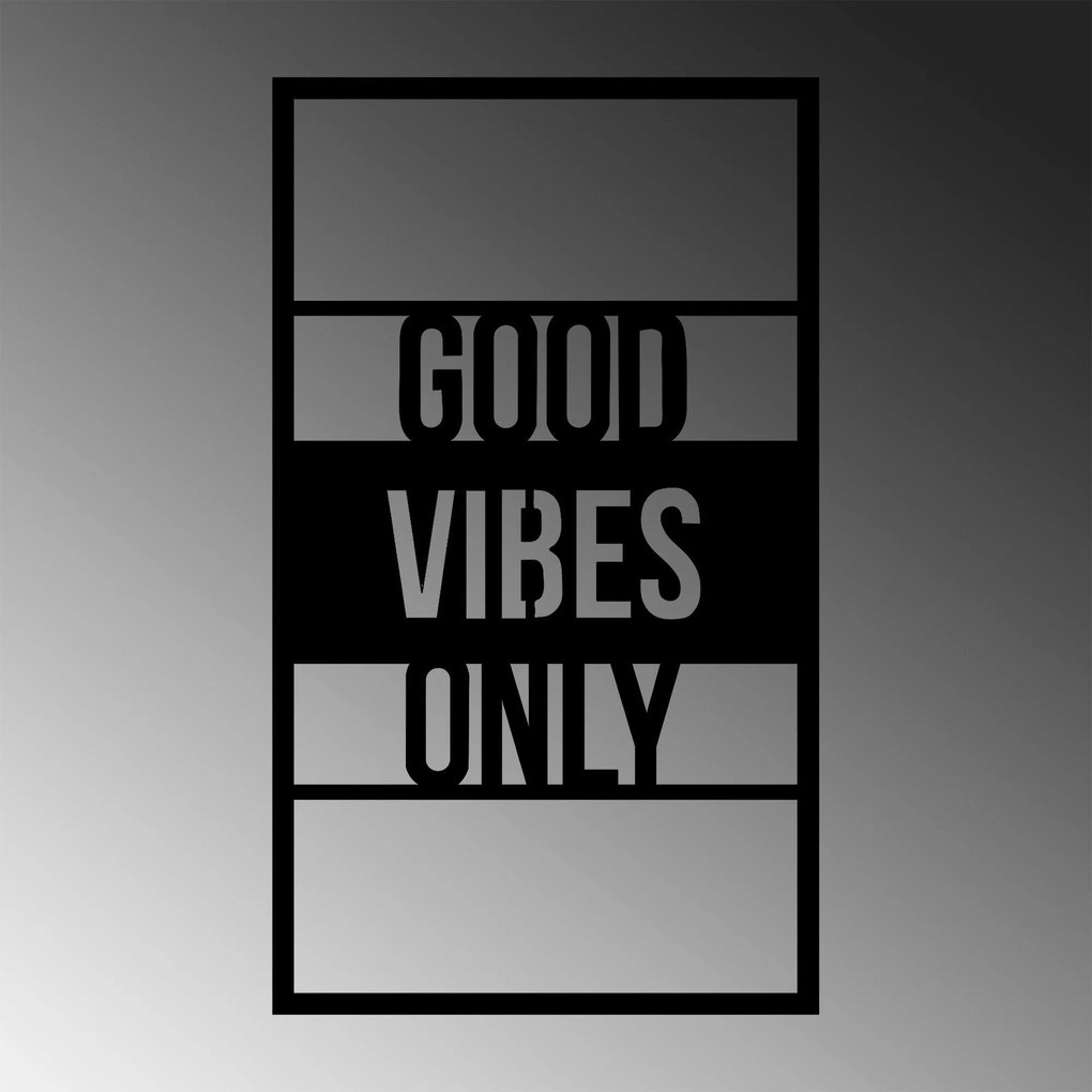 Decoratiune de perete Metal Good Vibes Only, Negru, 1.5x68x40 cm
