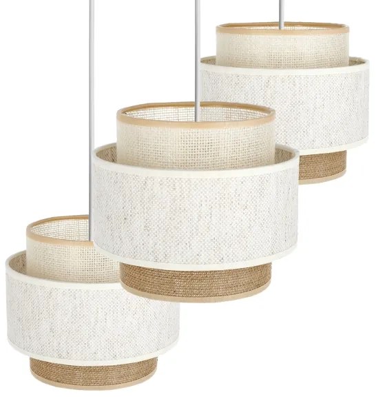 Lustră suspendată BOHO pe cablu 3xE27/60W/230V alb/iută