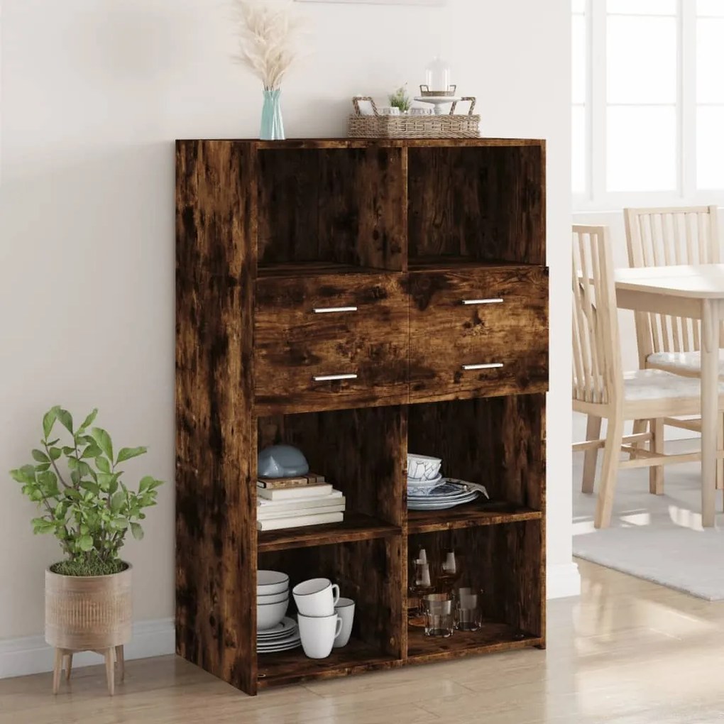 vidaXL Dulap înalt, stejar fumuriu, 80x42,5x124 cm, lemn prelucrat