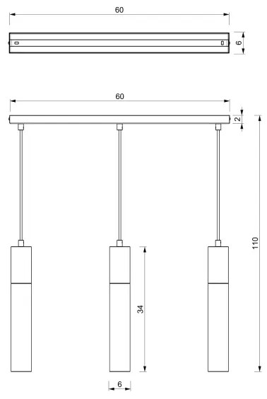 Lustră pe cablu CASSA 3xGU10/8W/230V albă/aurie