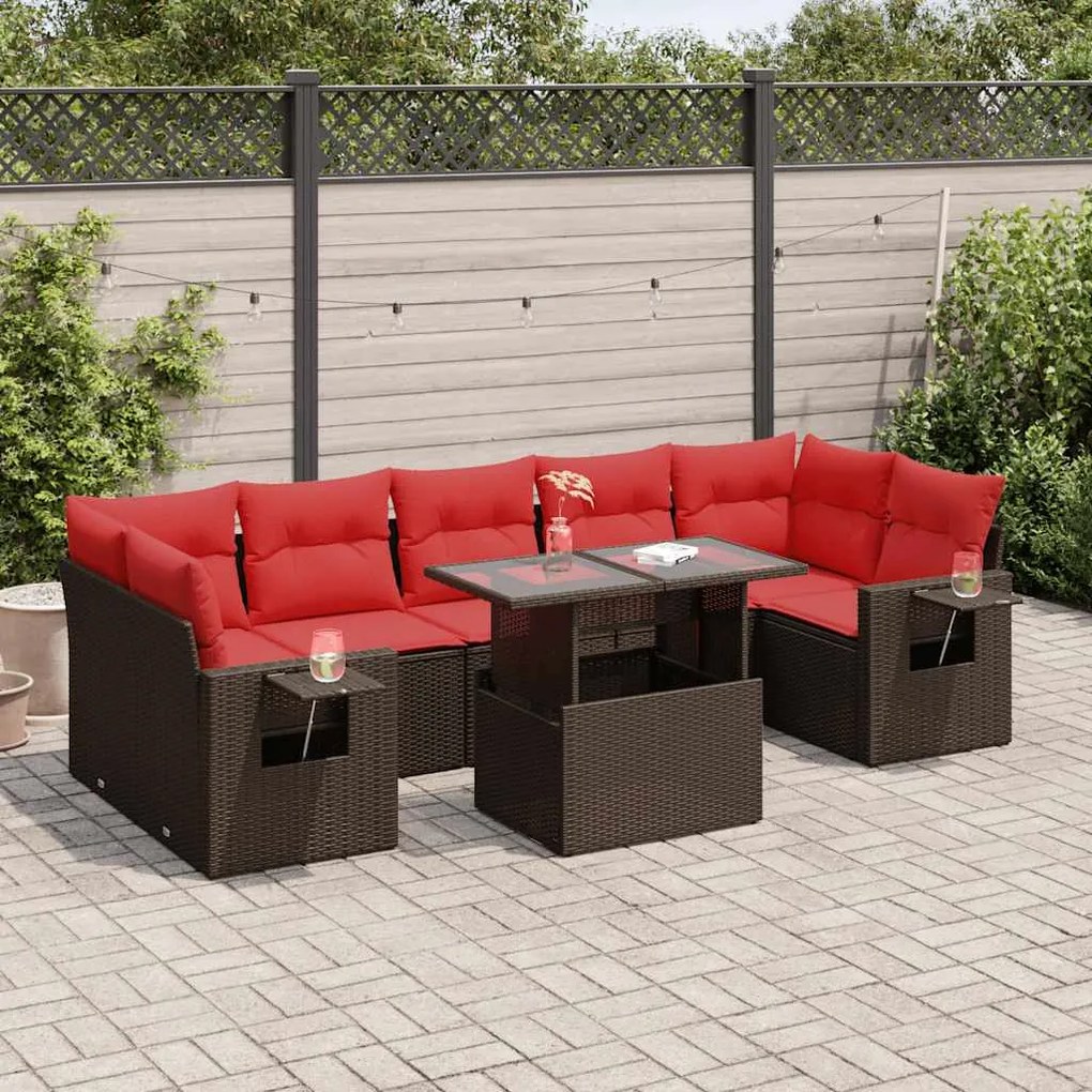 vidaXL Set canapele grădină cu perne 8 piese maro poliratan/lemn acacia