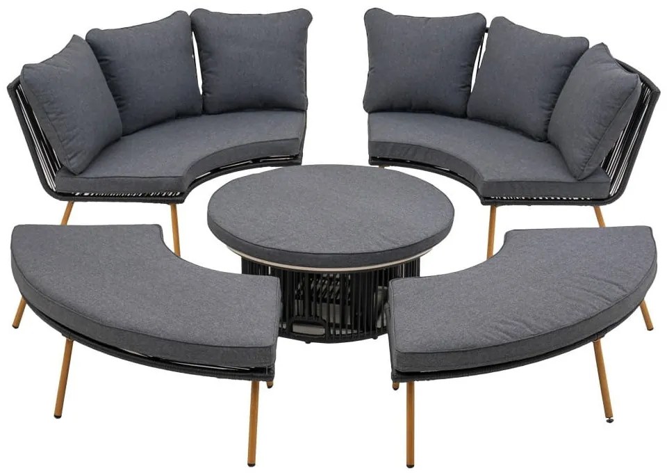 Set masuta + 2 fotolii + 2 tabureti Holand 2W1 antracit