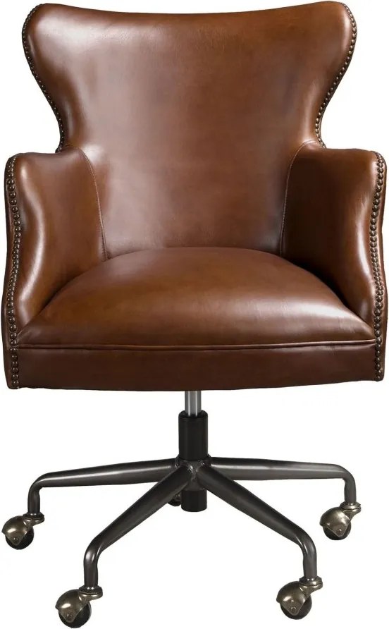 Scaun de birou pivotant design LUX, Piele Naturala, Dark brown