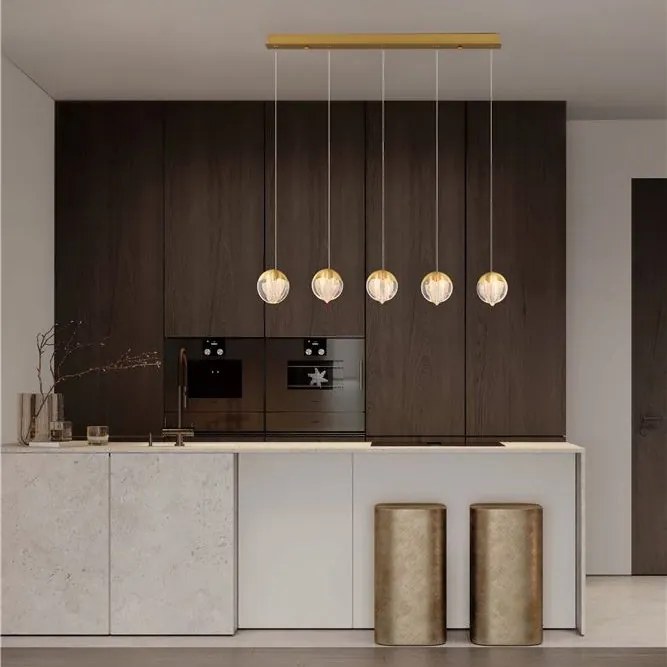 Lustra cu 5 pendule LED ALICIA auriu