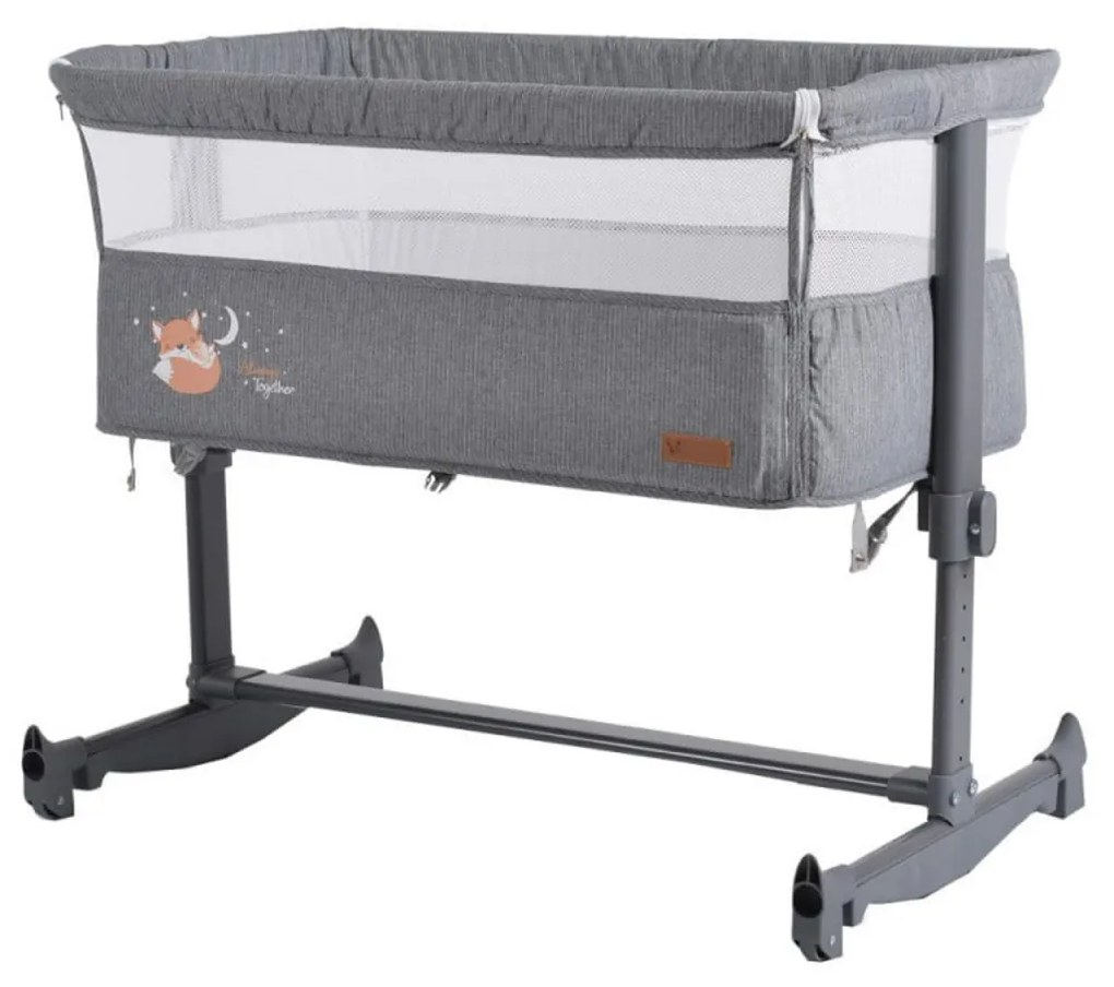 Patut copii transformabil in balansoar bebe NOVOKIDS™ Babies , Design modern, Co-Sleeper , Dimensiuni 90X55X80 cm, 5 trepte de inaltime, Saltea